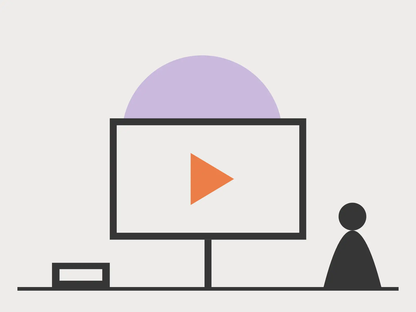 An illustration of a person watching and learning from a screen