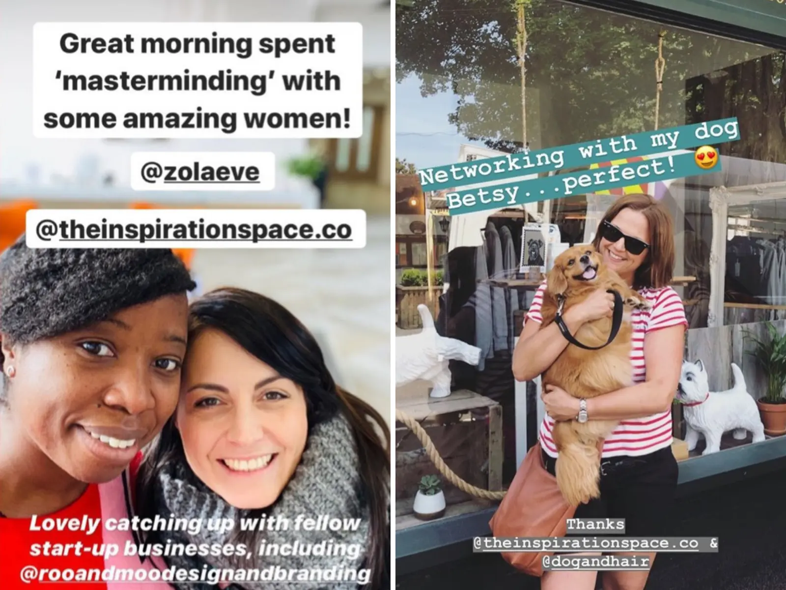 Members of the Inspiration Space community networking together in 2018, including Betsy the dog