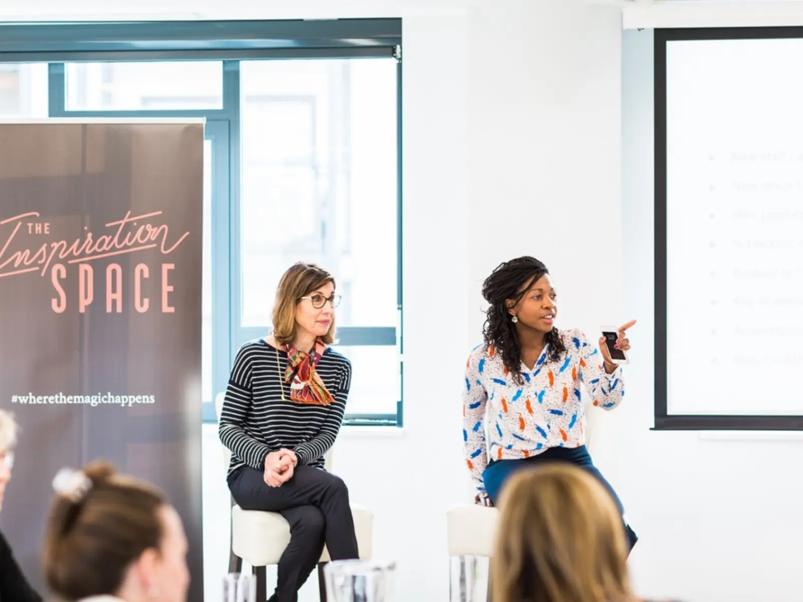 Liana Fricker and a guest speaker at the Guildford Hub launch in November 2019