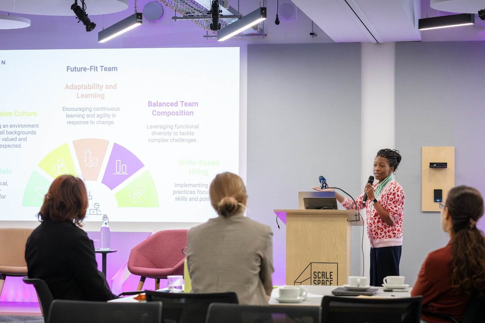 Liana Fricker presenting the Future Fit Teams workshop at Imperial College London