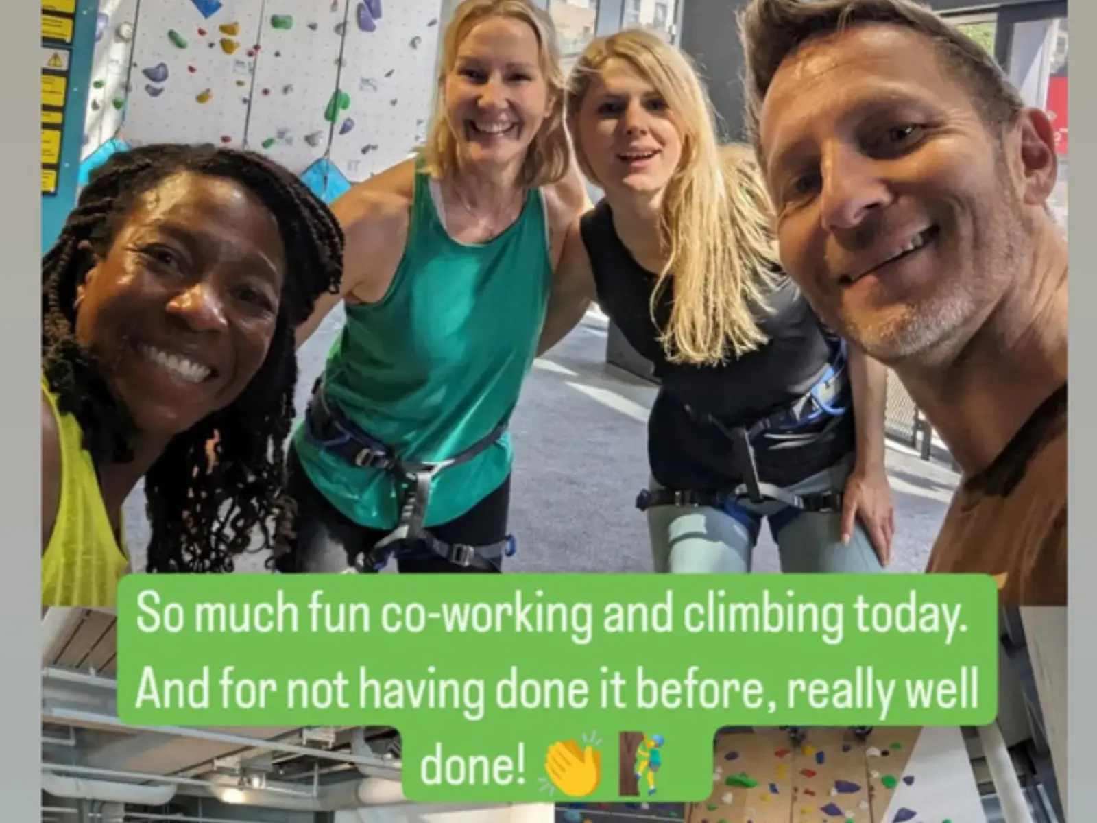 Four Inspiration Space collaborators enjoying a co-working and climbing day in 2024